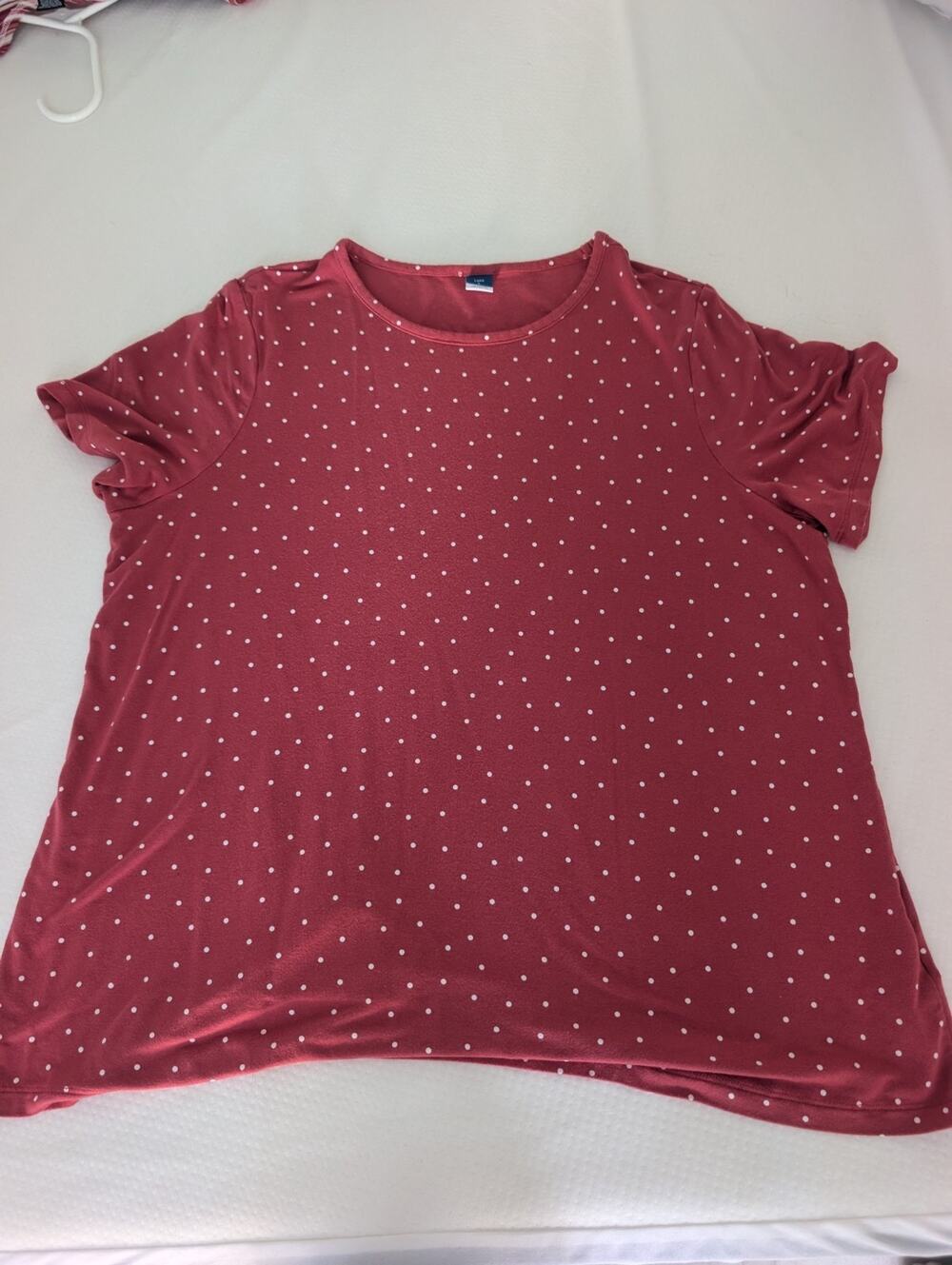 Woman's Old NavyPink/Salmon polka dot Short Sleeve Top L , Boho, Cottage core